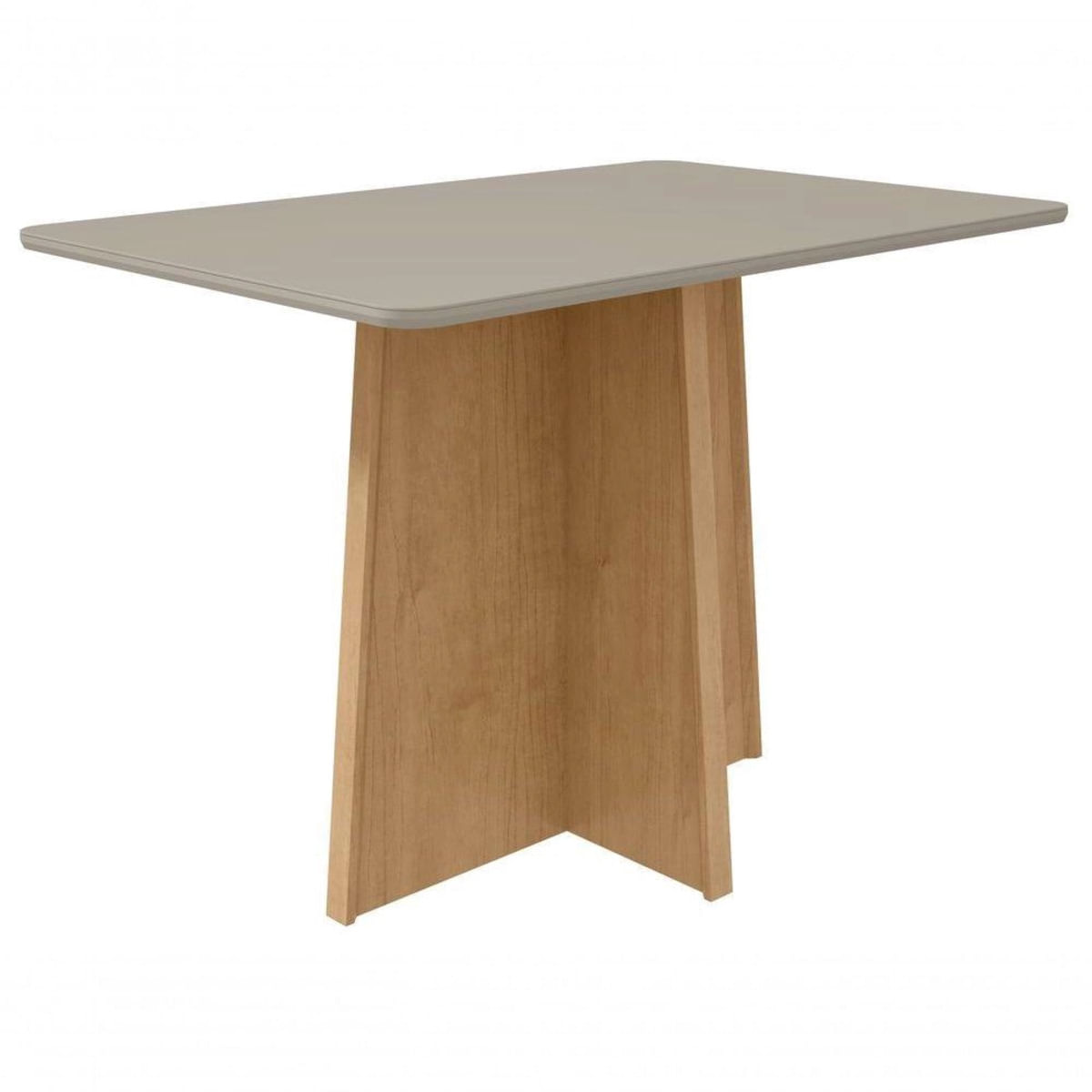 Encontraproduto.com.br - Mesa Lopas Celebrare 120x80cm com Tampo de Vidro - Amêndoa/Off White