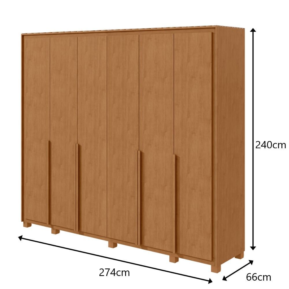 Encontraproduto.com.br - Guarda-roupas Casal 6 Portas 8 Gavetas Com Pés 100% Mdf Amendoa Clean