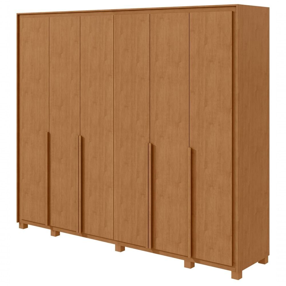 Encontraproduto.com.br - Guarda-roupas Casal 6 Portas 8 Gavetas Com Pés 100% Mdf Amendoa Clean