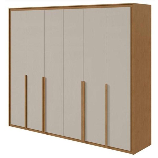 Encontraproduto.com.br - Guarda-roupa 6 Portas 6 Gavetas 100% Mdf Imperatore Amêndoa Clean-off White - Móveis Lopas