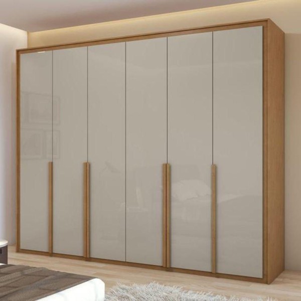 Encontraproduto.com.br - Guarda-roupa 6 Portas 6 Gavetas 100% Mdf Imperatore Amêndoa Clean-off White - Móveis Lopas