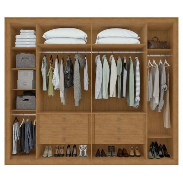 Encontraproduto.com.br - Guarda-roupa 6 Portas 6 Gavetas 100% Mdf Imperatore Amêndoa Clean-off White - Móveis Lopas