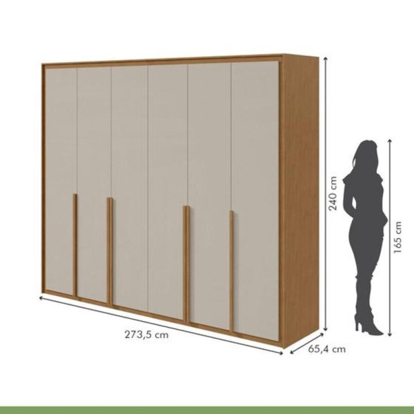 Encontraproduto.com.br - Guarda-roupa 6 Portas 6 Gavetas 100% Mdf Imperatore Amêndoa Clean-off White - Móveis Lopas