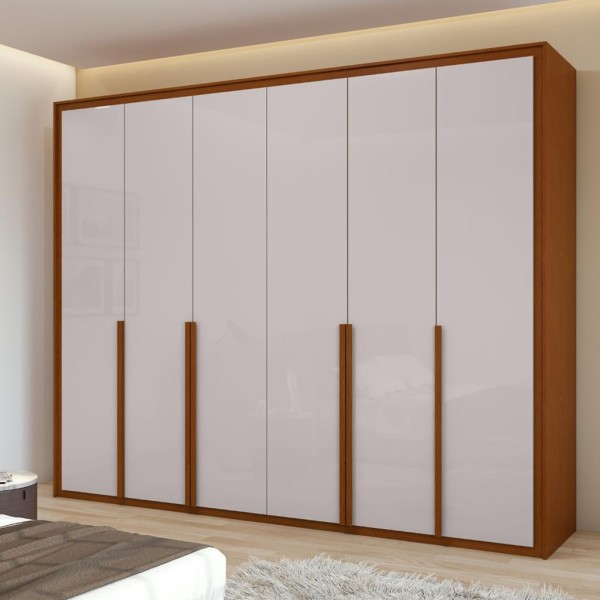 Encontraproduto.com.br - Guarda-roupa 6 Portas 6 Gavetas 100% Mdf Imperatore Amêndoa Clean-off White - Móveis Lopas