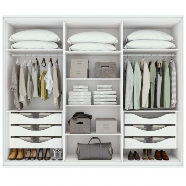 Encontraproduto.com.br - Guarda-roupa Casal Solaris 6 Portas Com Vidro Fumê e Pés Branco Lopas