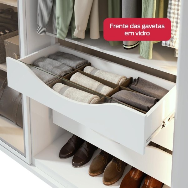 Encontraproduto.com.br - Guarda-roupa Casal Solaris 6 Portas Com Vidro Fumê e Pés Branco Lopas