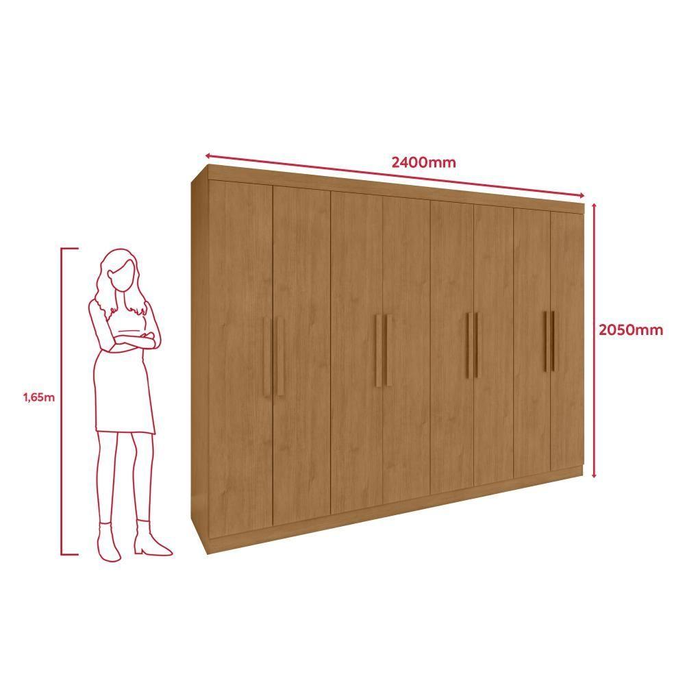 Encontraproduto.com.br - Guarda-roupa Casal Easy Slim 8 Portas Com Espelho Amendoa Clean Lopas
