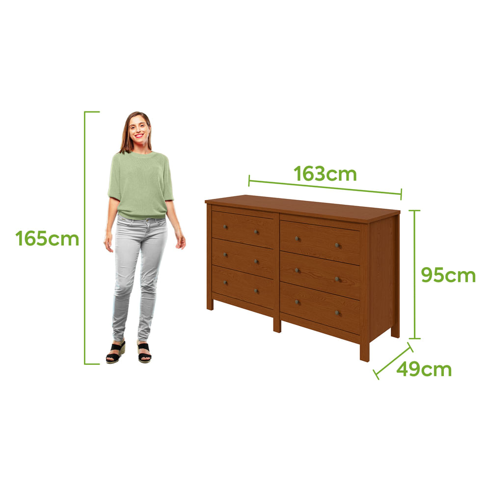 Encontraproduto.com.br - Cômoda Maggiore 6 Gavetas com Estilo Retrô Lopas - Frassino
