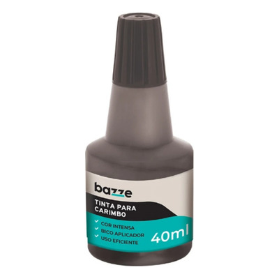 Tinta Para Carimbo Bazze Preta 40ml Unidade