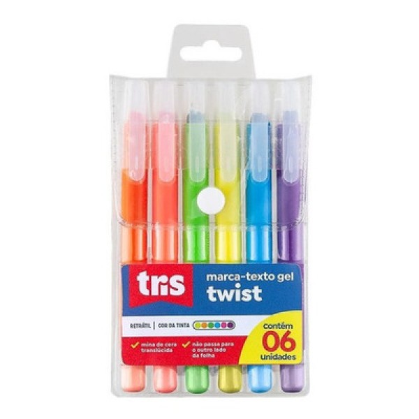 Encontraproduto.com.br - Marca Texto Tris Gel Twist com 6 Cores 900593