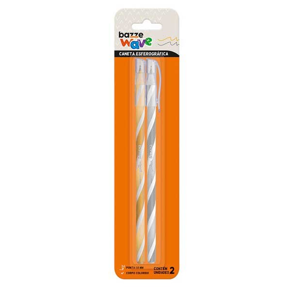 Encontraproduto.com.br - Caneta Esferográfica Wave Cores Metálicas 2 Unidades Bazze