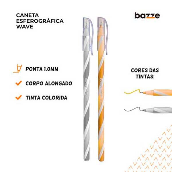 Encontraproduto.com.br - Caneta Esferográfica Wave Cores Metálicas 2 Unidades Bazze