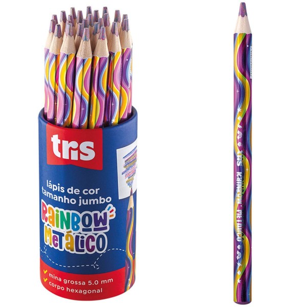 Encontraproduto.com.br - LAPIS DE COR RAINBOW METÁLICO JUMBO MULTICOLORIDO 1UN - TRIS