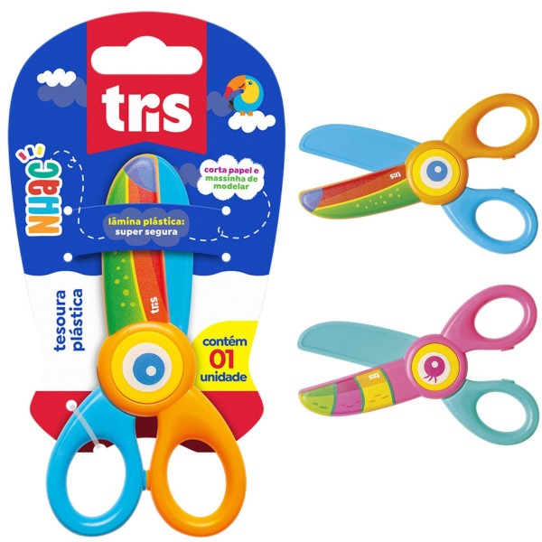 TESOURA PLÁSTICA NHAC CARTELA 1 UNIDADE - 13 CM - TRIS