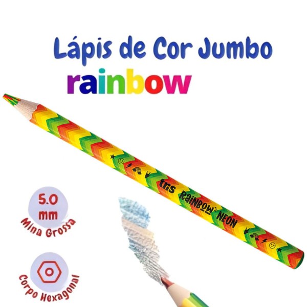 Encontraproduto.com.br - LAPIS DE COR RAINBOW NEON JUMBO - MULTICOLORIDO - 1UN - TRIS