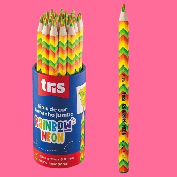 Encontraproduto.com.br - LAPIS DE COR RAINBOW NEON JUMBO - MULTICOLORIDO - 1UN - TRIS