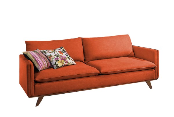 Encontraproduto.com.br - Sofá 3 Lugares Ocre em Veludo 2,03m Sagitta