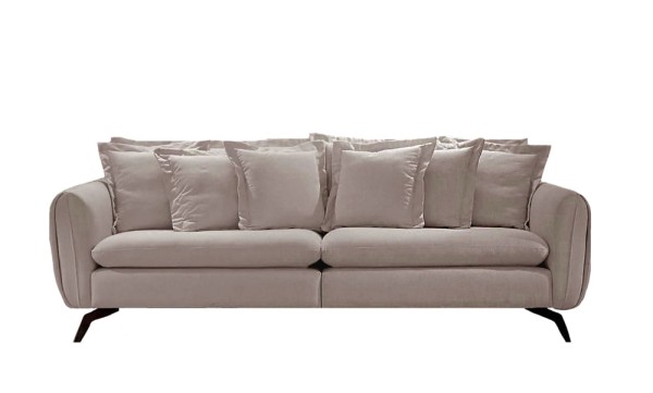Encontraproduto.com.br - Sofá 3 Lugares Bege em Veludo 2,36m Levi