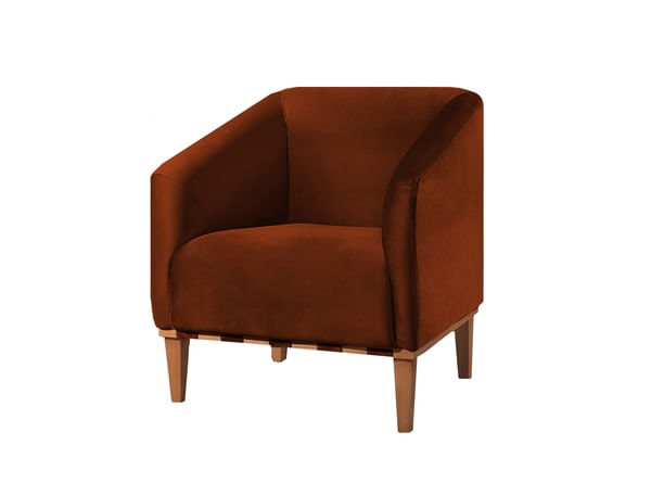 Poltrona Decorativa Ocre em Veludo Wearstler