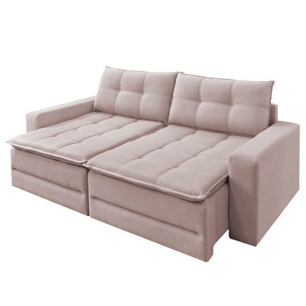 Encontraproduto.com.br - Sofá Cama Retrátil 3 Lugares Veludo Rosé 2m Max