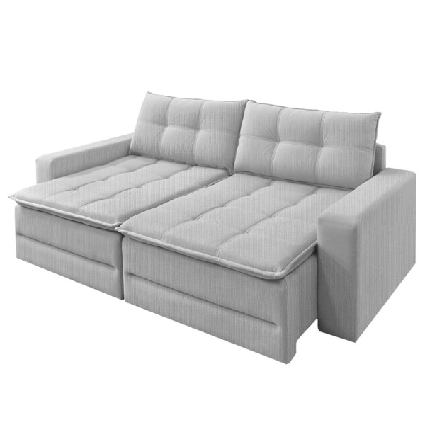 Encontraproduto.com.br - Sofá Cama Retrátil 2 Lugares Linho Cinza Claro 1,60 Max