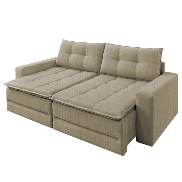 Encontraproduto.com.br - Sofá Cama Retrátil 3 Lugares Linho Bege 2m Max