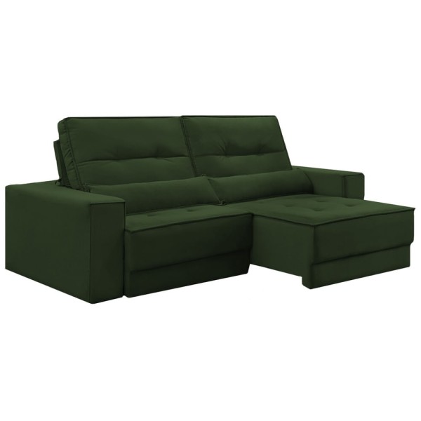 Encontraproduto.com.br - Sofá Retrátil Reclinável 2 Lugares Veludo Verde 1,60 Lyn