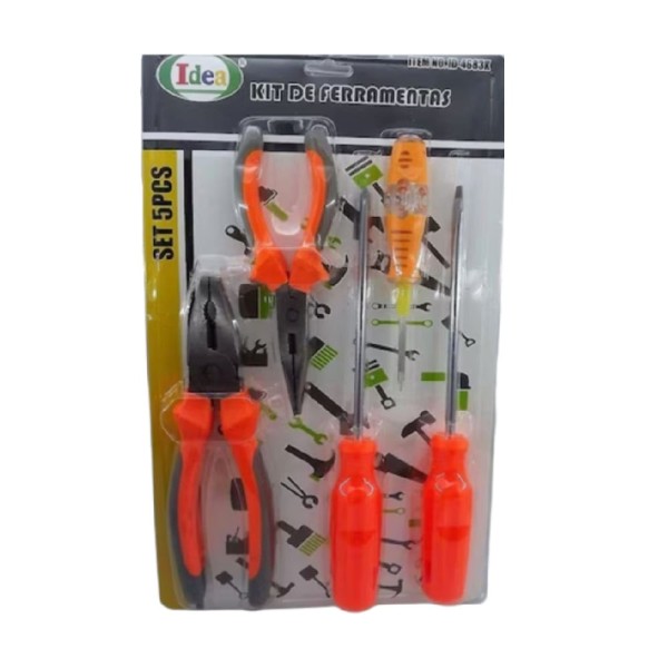 Encontraproduto.com.br - Kit Ferramentas 1 Alicate Normal + 1 Alicate Bico + 3 Chaves
