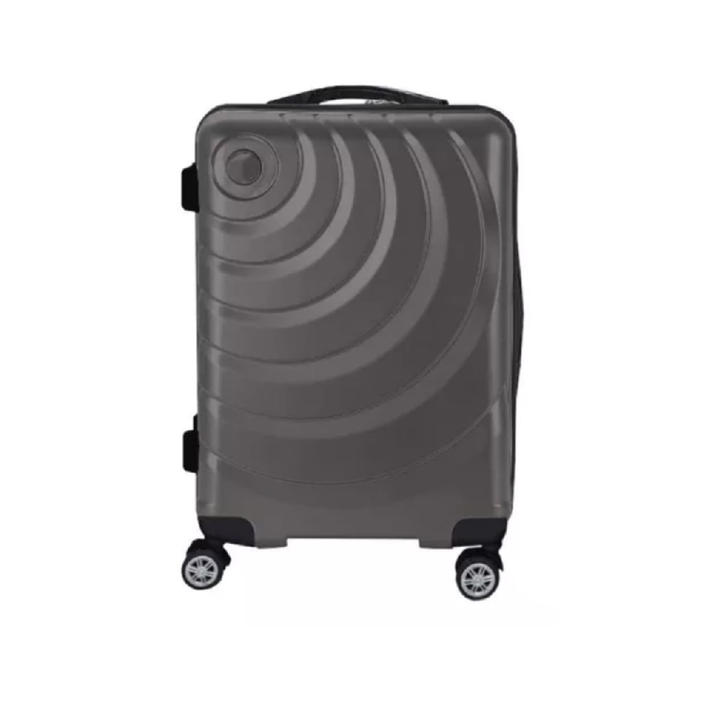 Mala Espiral Cinza c/ 4 Rodas Giro 360° e Estrutura Rígida