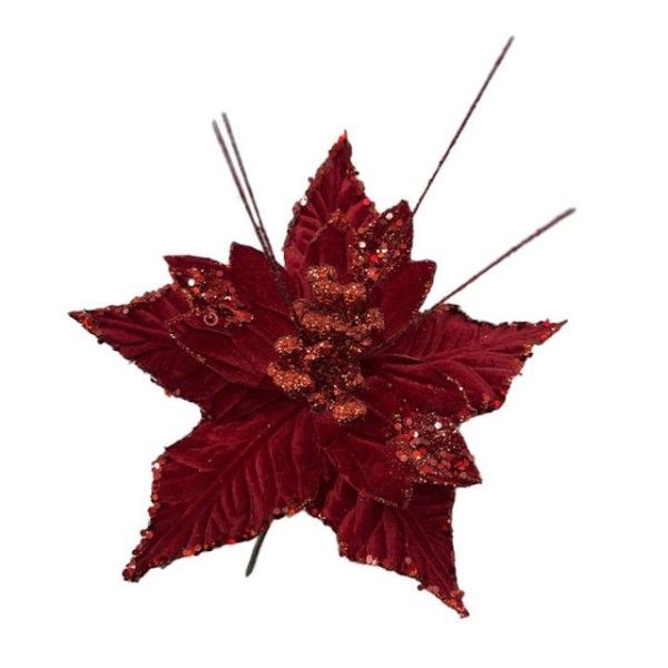 Encontraproduto.com.br - Enfeite Flor de Natal Poinsetia Vermelha 15cm | Natal Formosinha