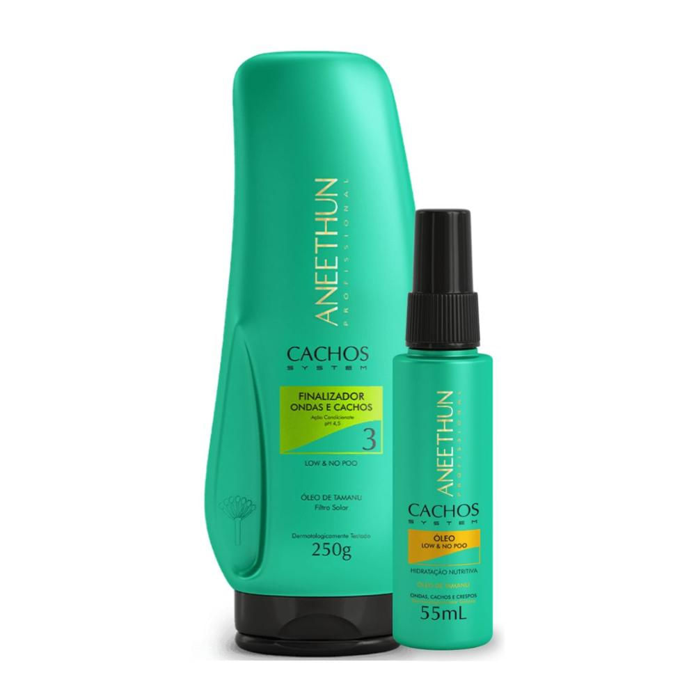 Aneethun Cachos Finalizador Ondas e Cachos 250g + Óleo Low No Poo Hidratação 55ml