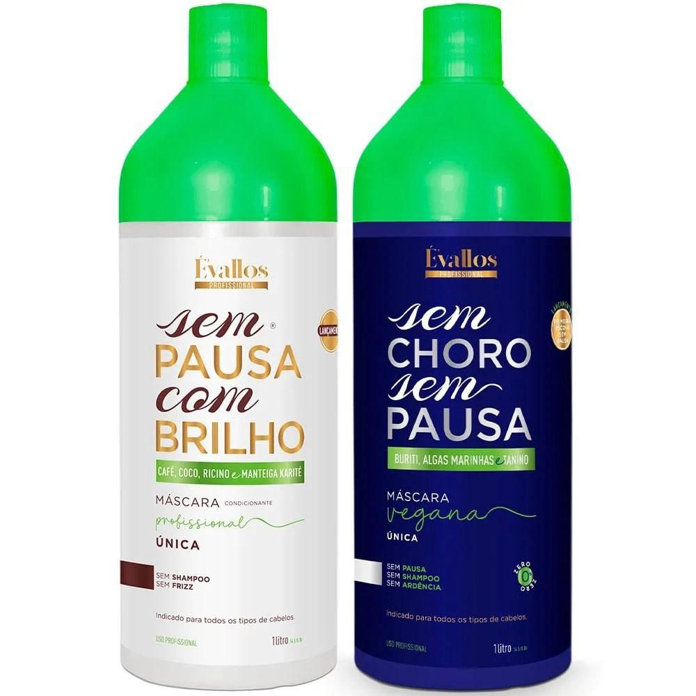 Encontraproduto.com.br - Évallos Profissional  Progressiva Sem Choro Sem Pausa + Sem Pausa com Brilho 2x1000ml