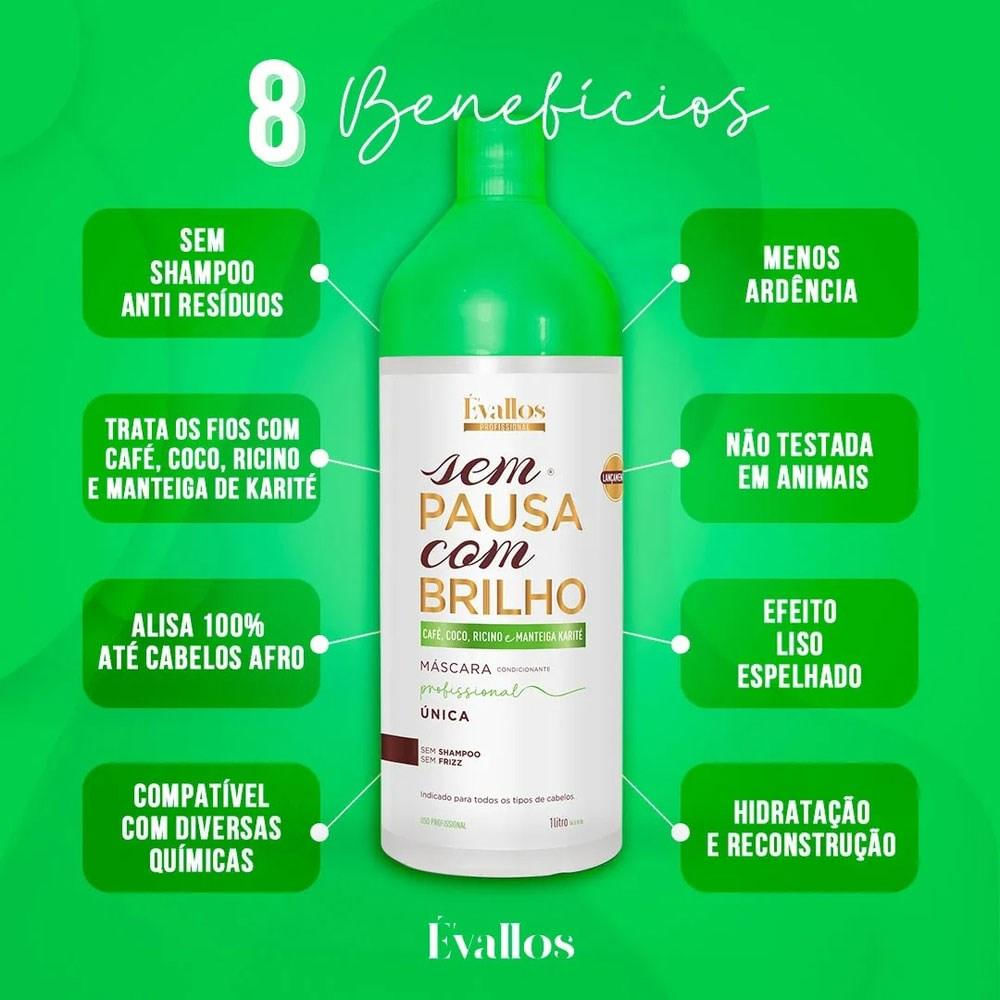 Encontraproduto.com.br - Évallos Profissional  Progressiva Sem Choro Sem Pausa + Sem Pausa com Brilho 2x1000ml