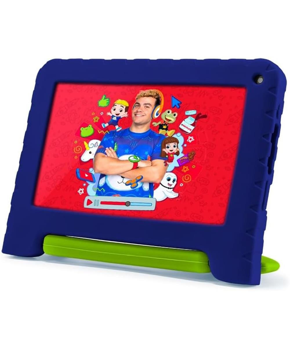 Encontraproduto.com.br - Tablet Infantil Luccas Neto com Controle Parental 2GB RAM + 32GB + Tela 7 pol + Android 13 (Go edition) + Processador Quad Core Preto Multi - NB405