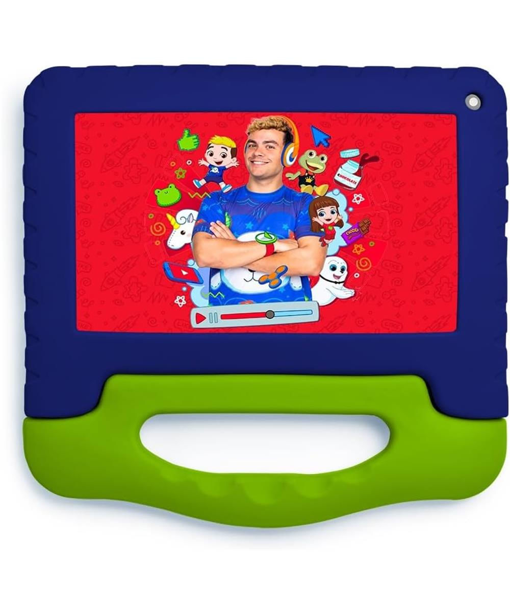 Encontraproduto.com.br - Tablet Infantil Luccas Neto com Controle Parental 2GB RAM + 32GB + Tela 7 pol + Android 13 (Go edition) + Processador Quad Core Preto Multi - NB405