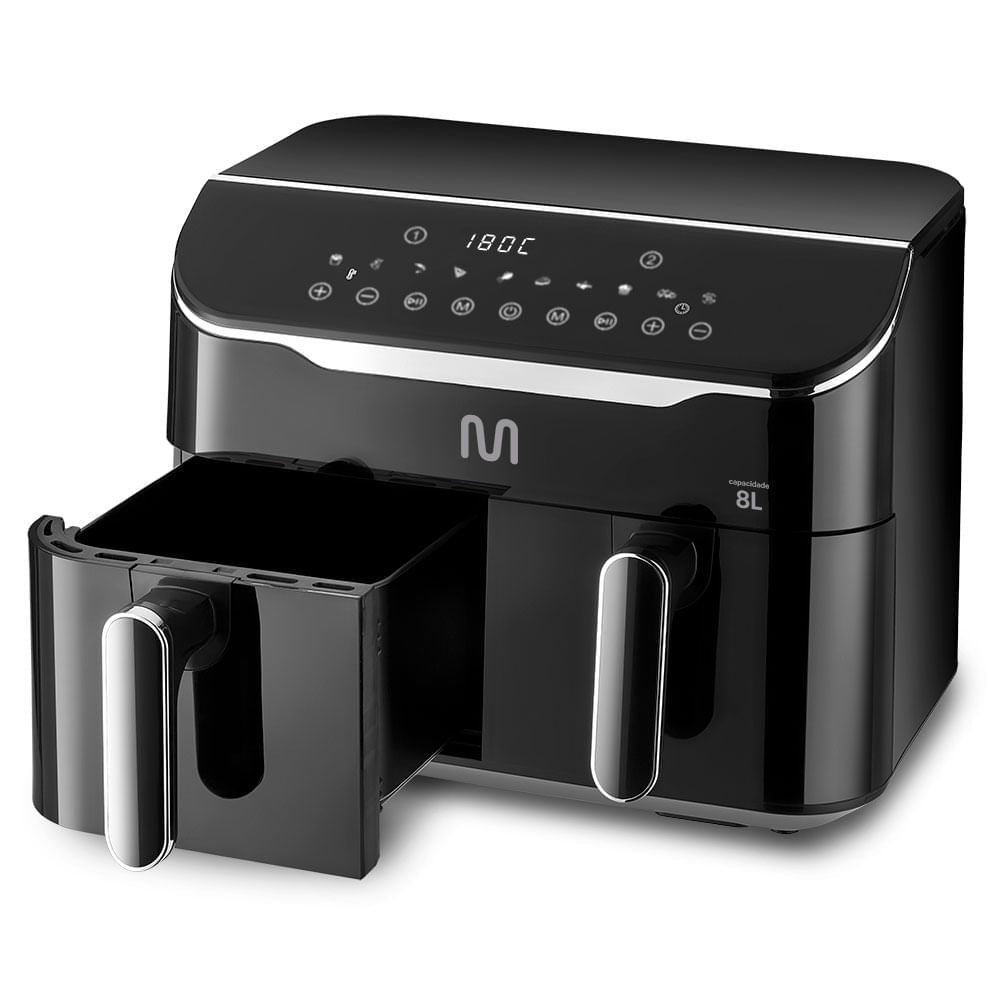 Encontraproduto.com.br - Air Fryer 8L Preta c/ 2 Gavetas 2500w-220v Multi - GO220