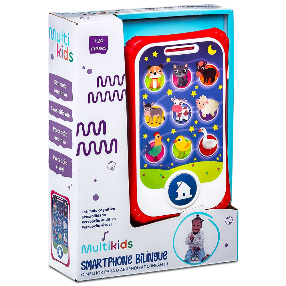 Encontraproduto.com.br - Smartphone Bilíngue com Som Português Inglês Primeira Infância Multikids - BR2098