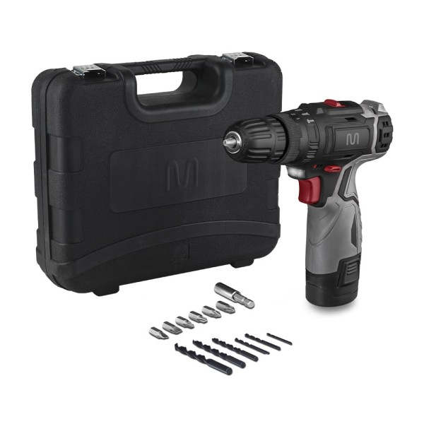 Encontraproduto.com.br - Kit Maleta Parafusadeira e Furadeira com Impacto 12v e Controle de Velocidade Multi - FE074