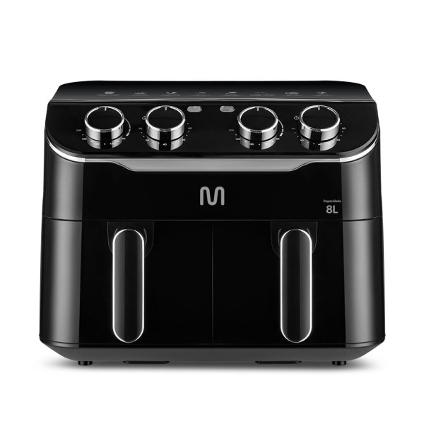 Encontraproduto.com.br - Air Fryer Multi 8L com 2 Gavetas 1800w 127v Preta - GO233