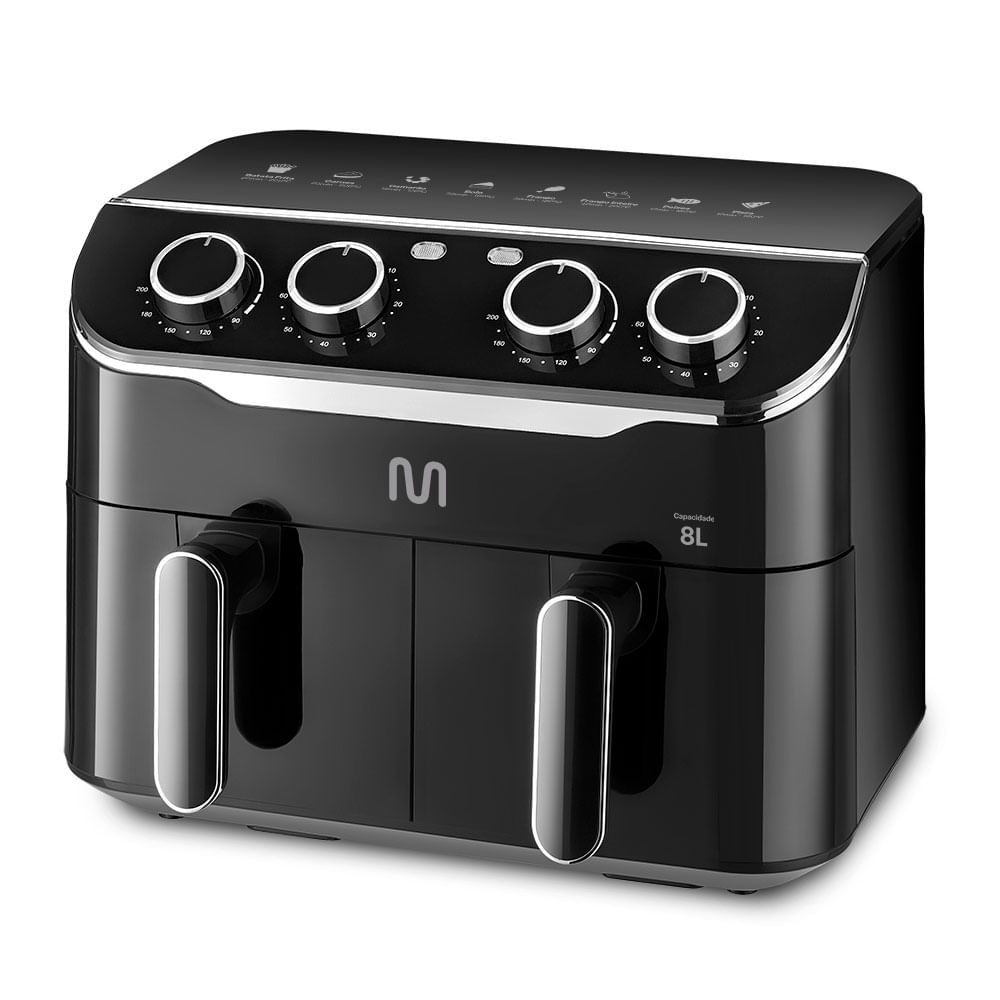 Encontraproduto.com.br - Air Fryer Multi 8L com 2 Gavetas 2500w 220v Preta - GO234