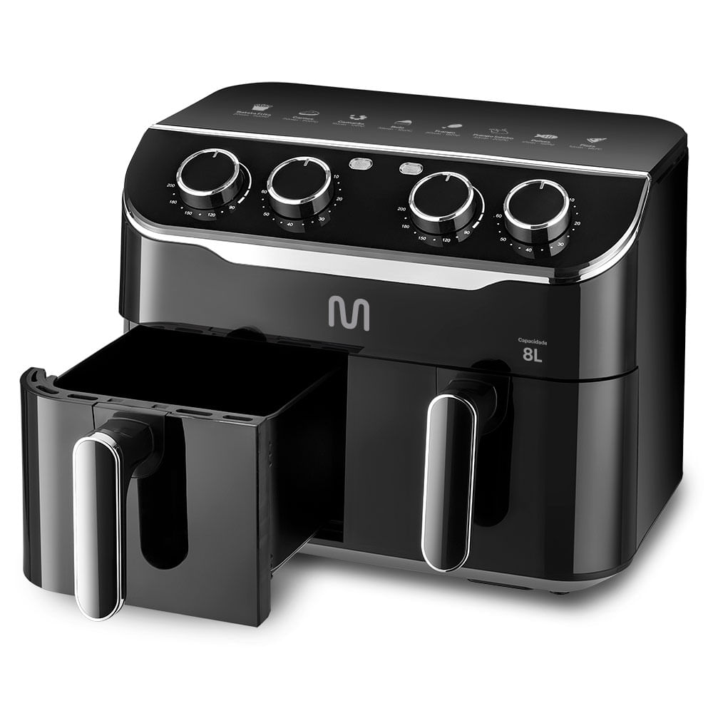 Encontraproduto.com.br - Air Fryer Multi 8L com 2 Gavetas 2500w 220v Preta - GO234