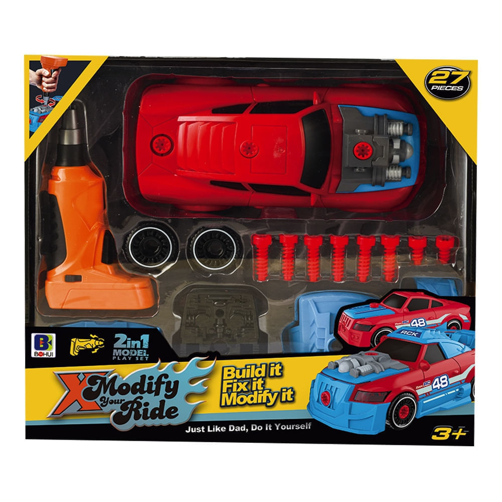 Carrinho de Brinquedo BMW Vermelho 2 em 1 com Ferramentas Turbo Tools Multikids - BR2162