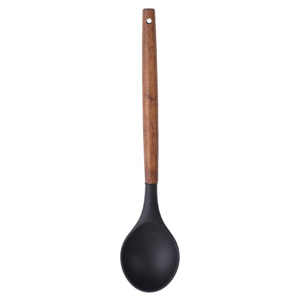 Encontraproduto.com.br - Colher de Silicone Preto Paramount com Cabo Madeira 33,5 cm