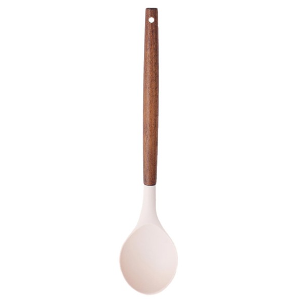 Colher de Silicone Creme Paramount com Cabo Madeira 33,5 cm