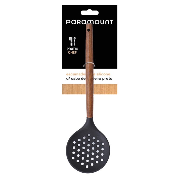 Encontraproduto.com.br - Escumadeira Preto Paramount Creme Cabo de Madeira 33 cm