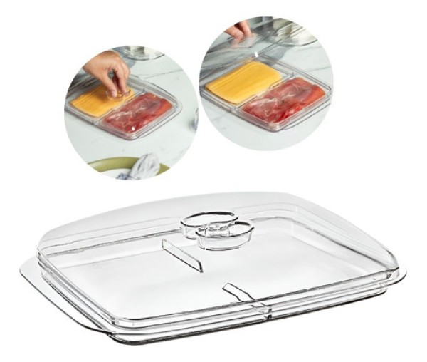 Encontraproduto.com.br - Porta-Frios Aria Cristal Transparente Paramount 28,5x20,5x5,1cm