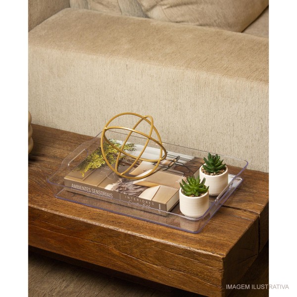 Encontraproduto.com.br - Bandeja Aria Acrílica Paramount 44x32x6 cm com Alça