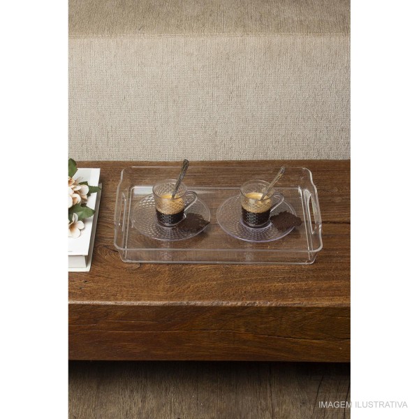 Encontraproduto.com.br - Bandeja Aria Acrílica Paramount 44x32x6 cm com Alça