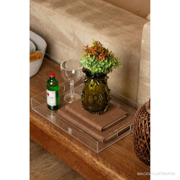 Encontraproduto.com.br - Bandeja Aria Acrílica Paramount 44x32x6 cm com Alça