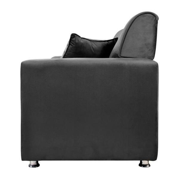Encontraproduto.com.br - Sofá 3 Lugares Fixo Tokyo Veludo Shop Das Cabeceiras Cinza Chumbo